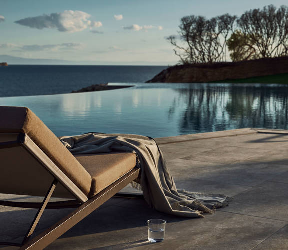 Zelia Resort Halkidiki pool view and one sunbed
